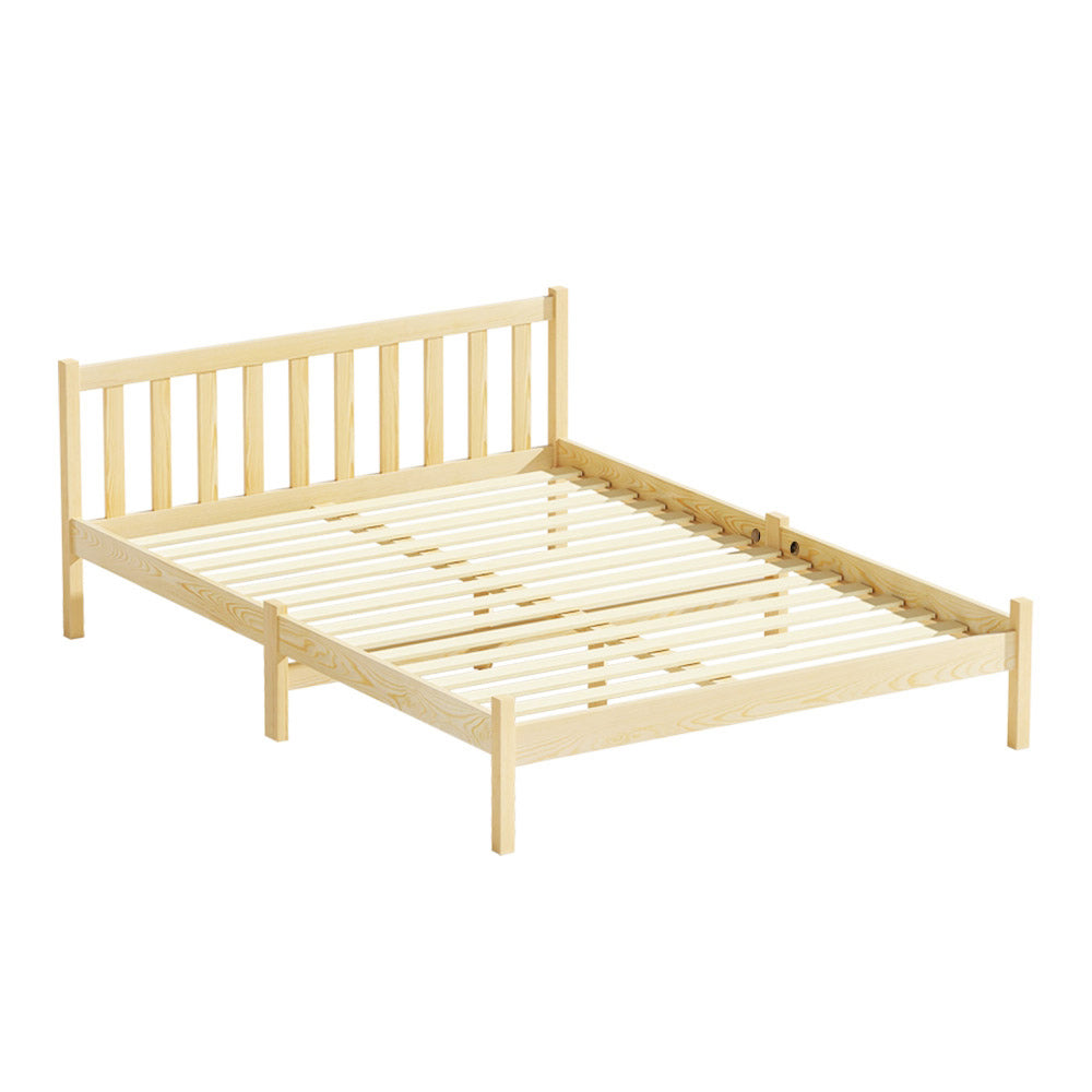 Artiss Bed Frame Wooden Double Size Bed Base Pine Timber Mattress Foundation Oak-Bed Frames-PEROZ Accessories