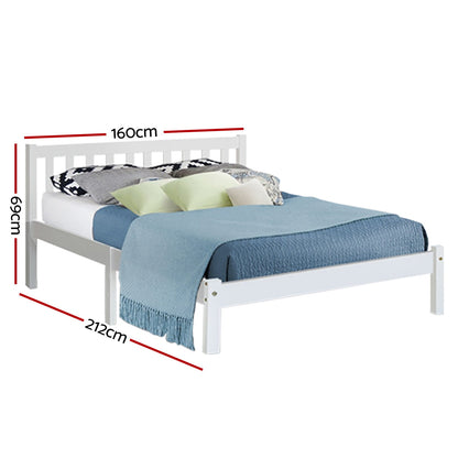 Artiss Wooden Bed Frame Queen Size Pine Timber Mattress Base Bedroom-Bed Frames-PEROZ Accessories