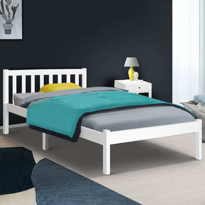 Single Size Wooden Bed Frame - White-Bed Frames-PEROZ Accessories