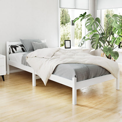 Single Size Wooden Bed Frame - White-Bed Frames-PEROZ Accessories