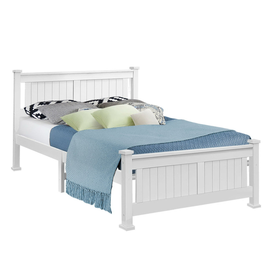 Double Size Wooden Bed Frame - White-Bed Frames-PEROZ Accessories