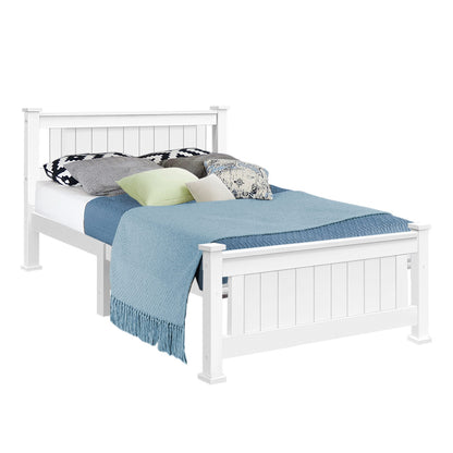 King Single Wooden Bed Frame - White-Bed Frames-PEROZ Accessories