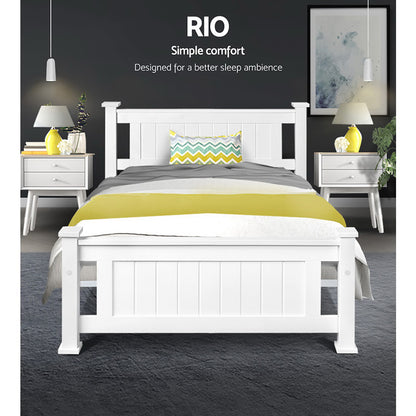 King Single Wooden Bed Frame - White-Bed Frames-PEROZ Accessories