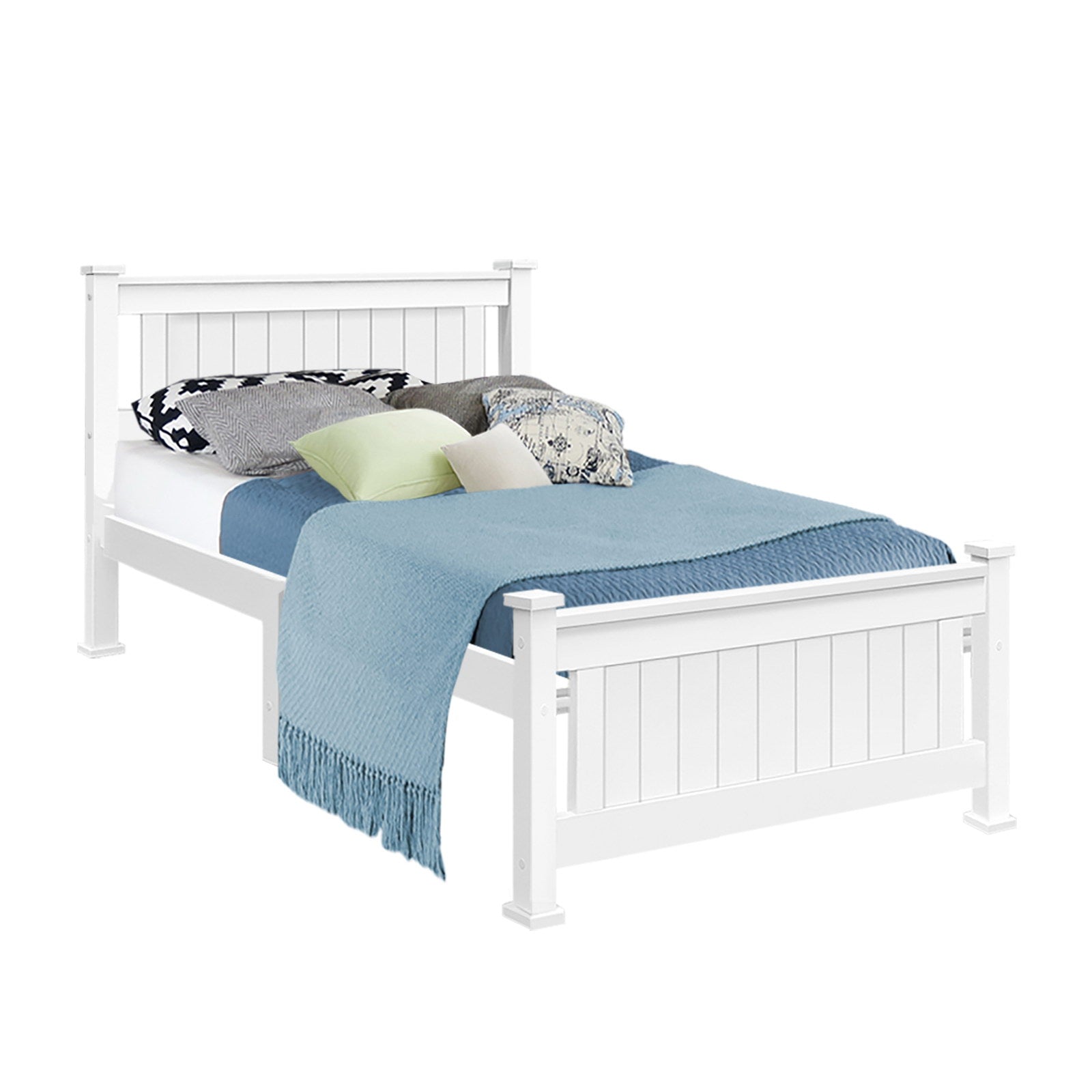 Single Size Wooden Bed Frame - White-Bed Frames-PEROZ Accessories