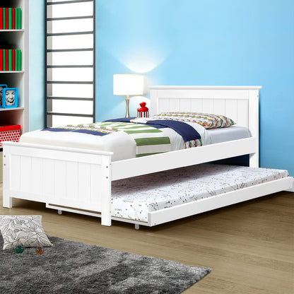 Artiss Wooden Trundle Bed Frame Timber Slat King Single Size White-Bed Frames-PEROZ Accessories