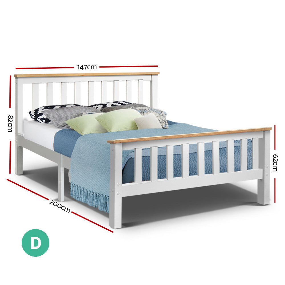 Artiss Double Full Size Wooden Bed Frame PONY Timber Mattress Base Bedroom Kids-Bed Frames-PEROZ Accessories