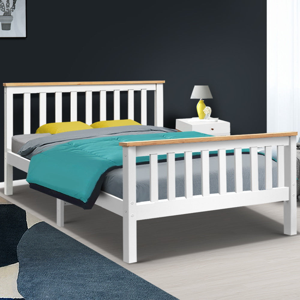 Artiss Double Full Size Wooden Bed Frame PONY Timber Mattress Base Bedroom Kids-Bed Frames-PEROZ Accessories