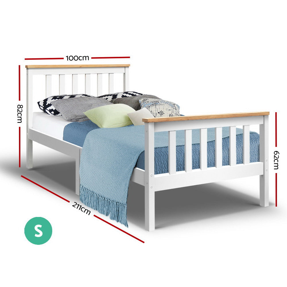 Artiss Single Wooden Bed Frame Bedroom Furniture Kids-Bed Frames-PEROZ Accessories