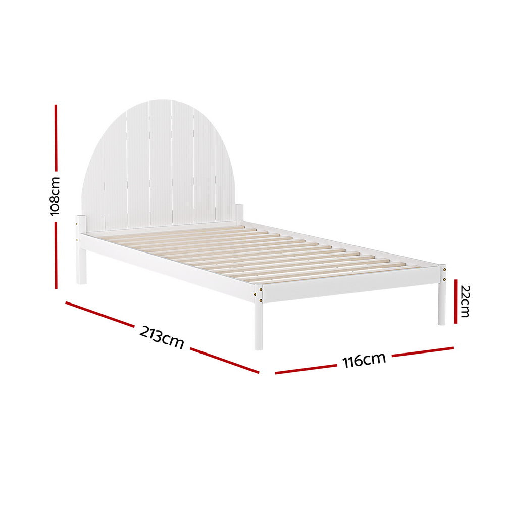 Artiss Bed Frame King Single Size Wooden White DALY-Furniture &gt; Bedroom-PEROZ Accessories