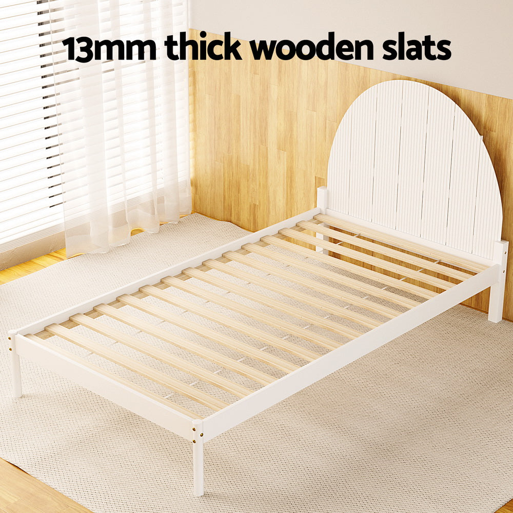 Artiss Bed Frame King Single Size Wooden White DALY-Furniture &gt; Bedroom-PEROZ Accessories