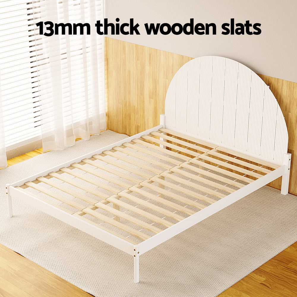 Artiss Bed Frame Queen Size Wooden White DALY-Furniture &gt; Bedroom-PEROZ Accessories