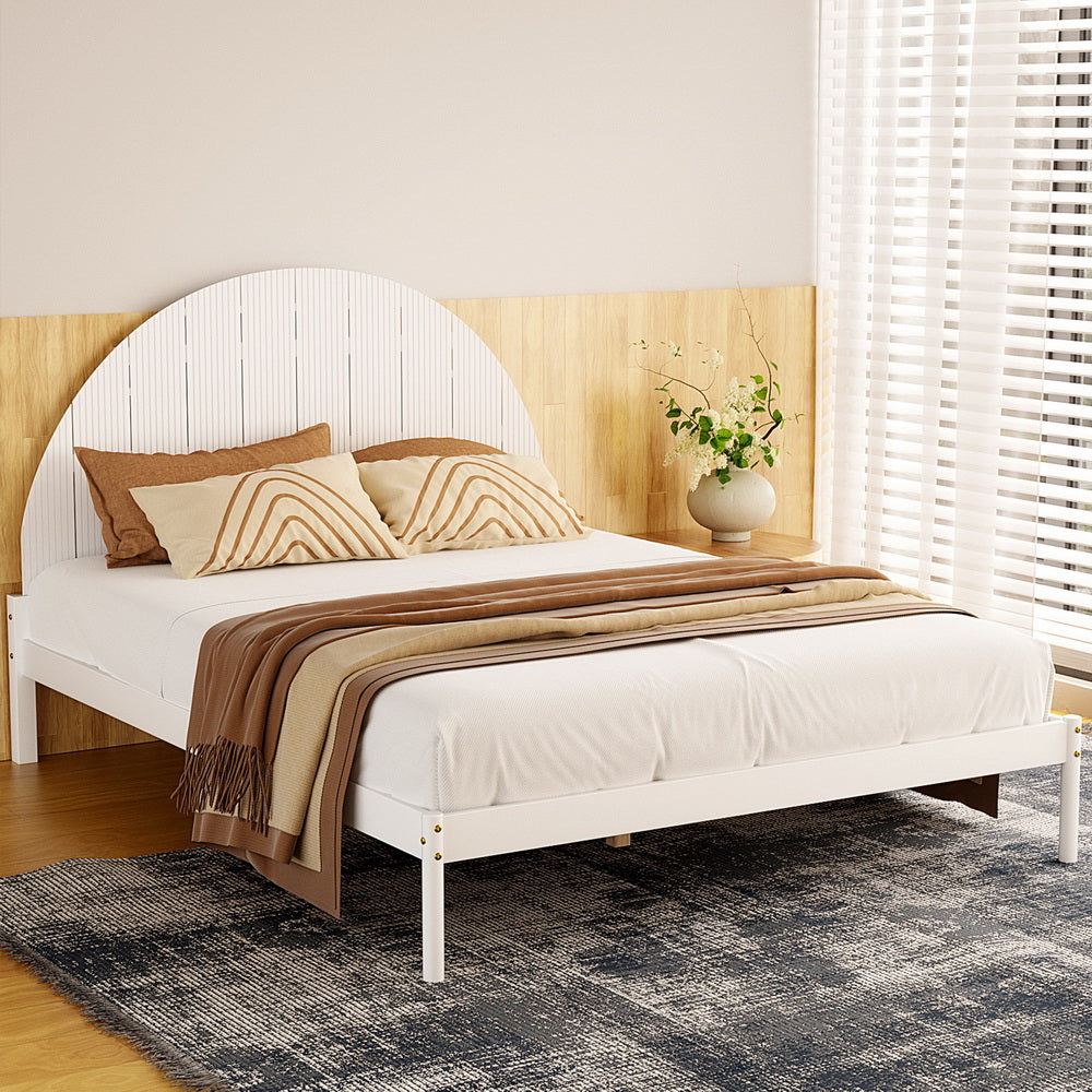 Artiss Bed Frame Queen Size Wooden White DALY-Furniture &gt; Bedroom-PEROZ Accessories