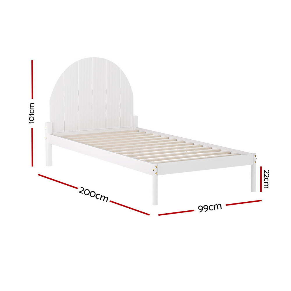 Artiss Bed Frame Single Size Wooden White DALY-Furniture &gt; Bedroom-PEROZ Accessories