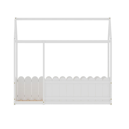 Artiss Bed Frame Wooden Kids House Single Frame White KORI-Furniture &gt; Bedroom-PEROZ Accessories