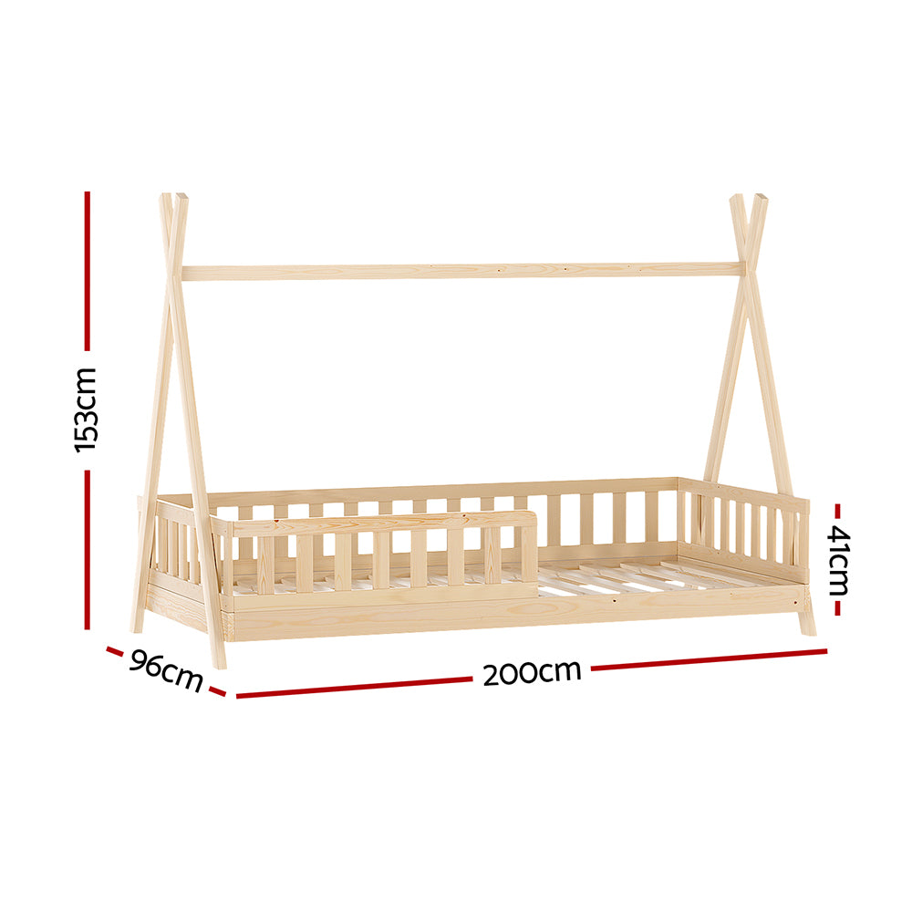 Artiss Bed Frame Wooden Kids House Frames Oak PUAH-Furniture &gt; Living Room-PEROZ Accessories