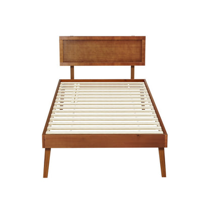 Artiss Bed Frame Single Size Wooden Bed Base Walnut SPLAY-Furniture &gt; Bedroom-PEROZ Accessories