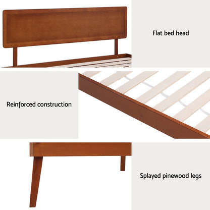 Artiss Bed Frame Single Size Wooden Bed Base Walnut SPLAY-Furniture &gt; Bedroom-PEROZ Accessories