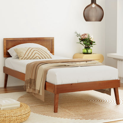 Artiss Bed Frame Single Size Wooden Bed Base Walnut SPLAY-Furniture &gt; Bedroom-PEROZ Accessories