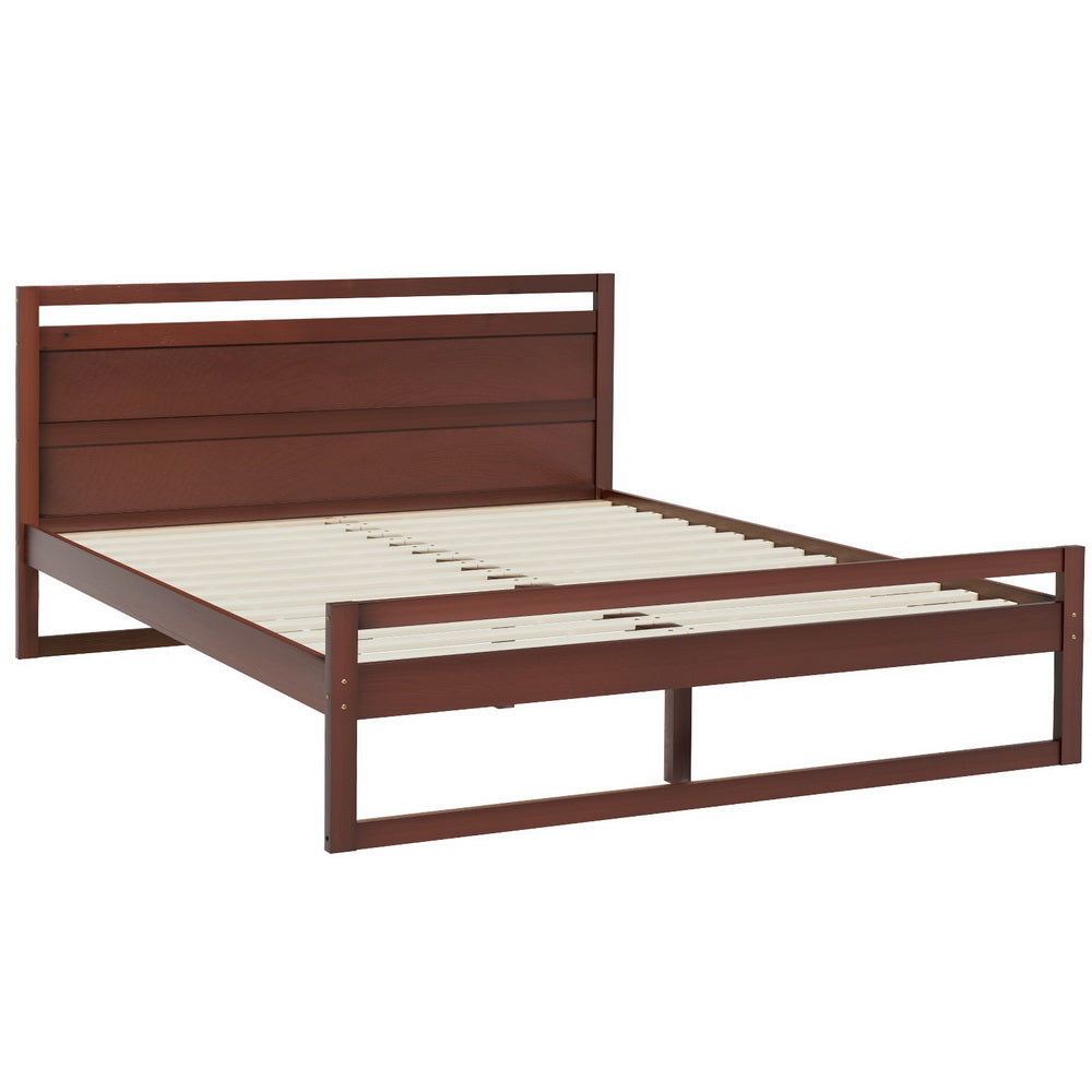 Artiss Bed Frame Double Size Wooden Walnut WITTON-Furniture &gt; Bedroom-PEROZ Accessories