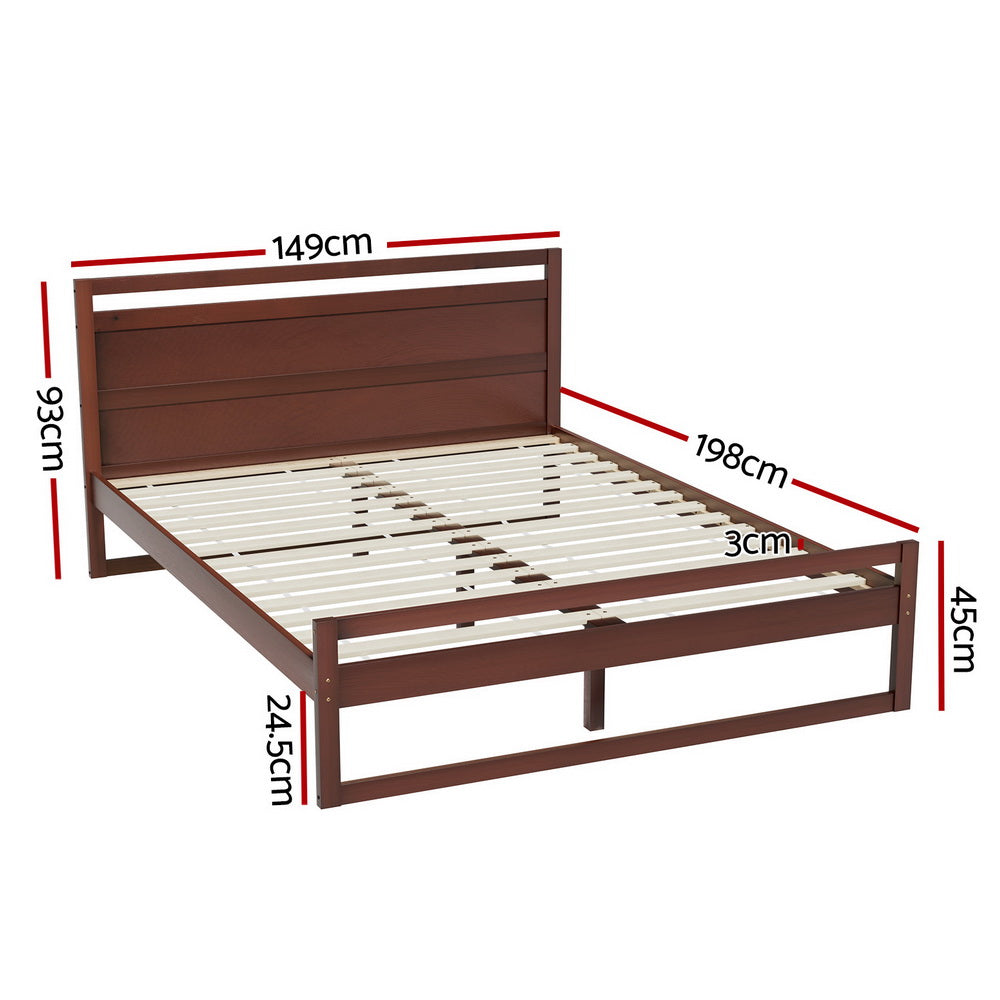 Artiss Bed Frame Double Size Wooden Walnut WITTON-Furniture &gt; Bedroom-PEROZ Accessories