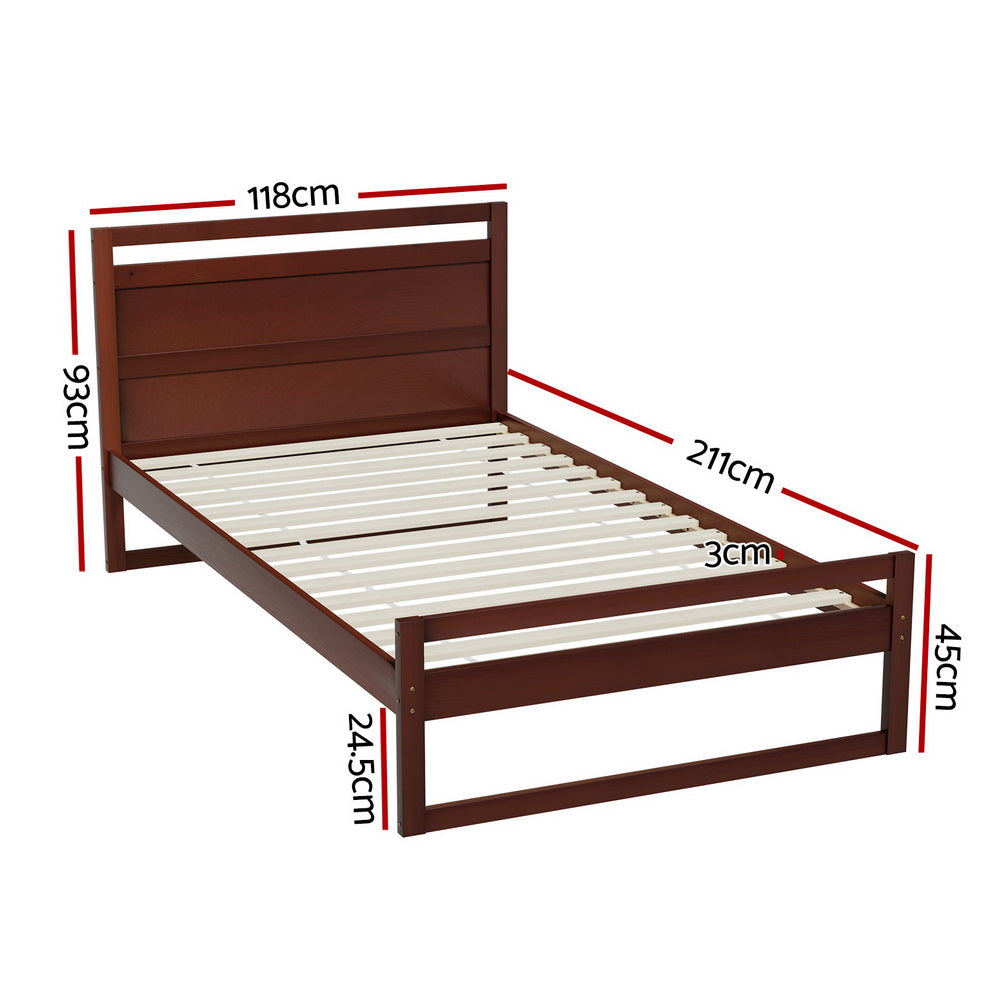 Artiss Bed Frame King Single Size Wooden Walnut WITTON-Furniture &gt; Bedroom-PEROZ Accessories