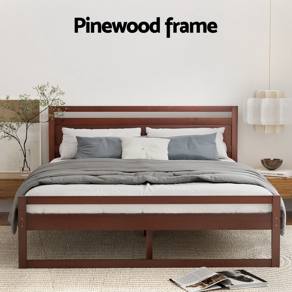 Artiss Bed Frame Queen Size Wooden Walnut WITTON-Furniture &gt; Bedroom-PEROZ Accessories