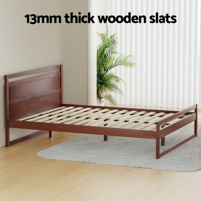 Artiss Bed Frame Queen Size Wooden Walnut WITTON-Furniture &gt; Bedroom-PEROZ Accessories