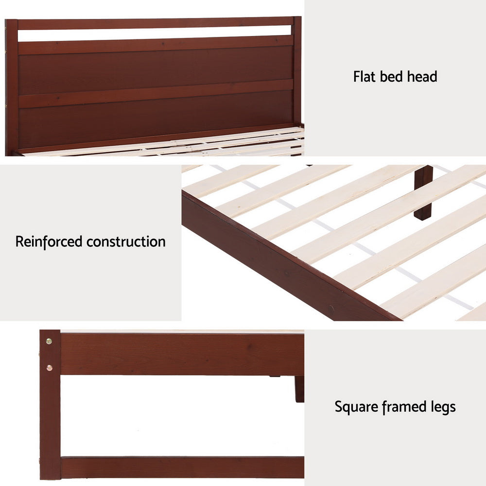 Artiss Bed Frame Queen Size Wooden Walnut WITTON-Furniture &gt; Bedroom-PEROZ Accessories