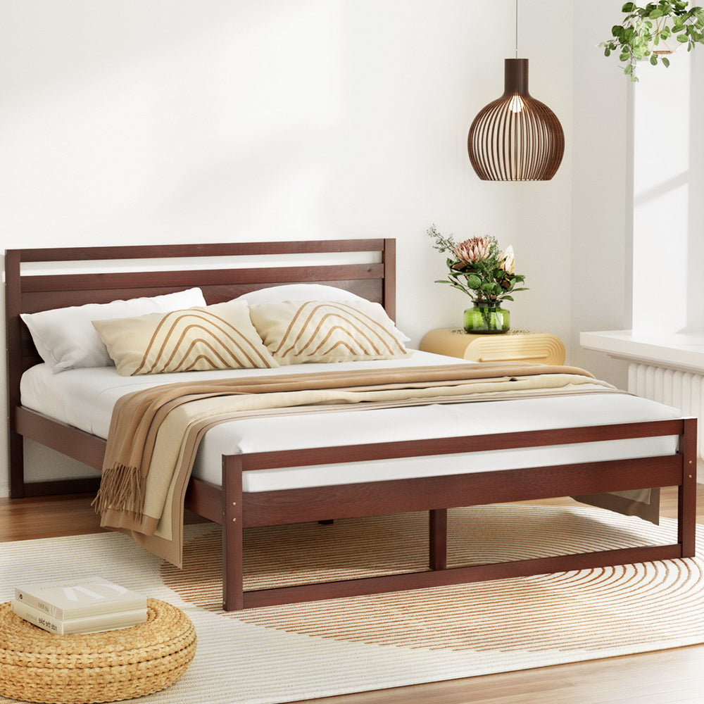 Artiss Bed Frame Queen Size Wooden Walnut WITTON-Furniture &gt; Bedroom-PEROZ Accessories