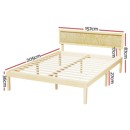 Artiss Bed Frame Queen Size Wooden Base Mattress Platform Timber Pine YUMI-Furniture &gt; Bedroom-PEROZ Accessories