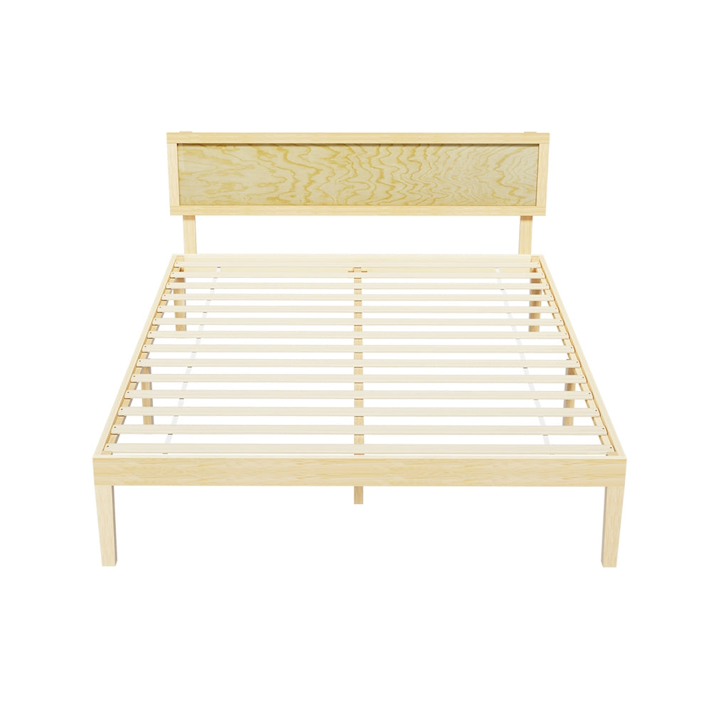 Artiss Bed Frame Queen Size Wooden Base Mattress Platform Timber Pine YUMI-Furniture &gt; Bedroom-PEROZ Accessories