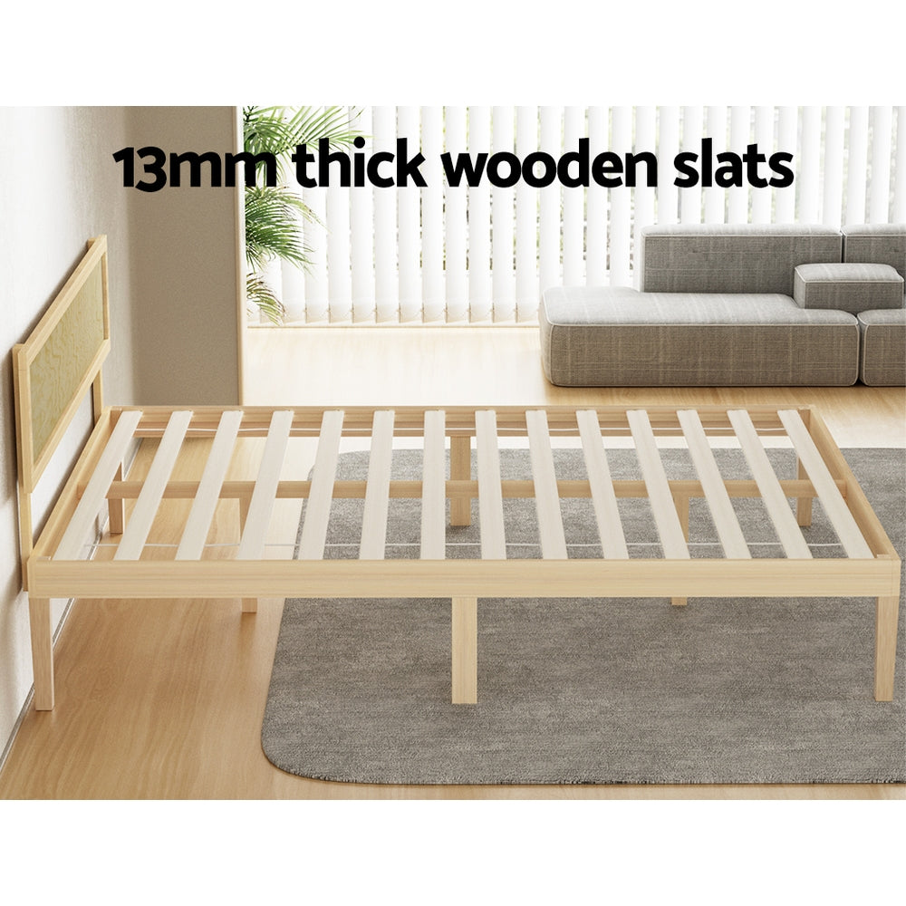 Artiss Bed Frame Queen Size Wooden Base Mattress Platform Timber Pine YUMI-Furniture &gt; Bedroom-PEROZ Accessories