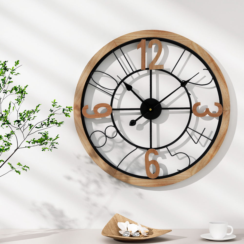 Artiss 60CM Wall Clock Wooden-Home &amp; Garden &gt; Decor-PEROZ Accessories