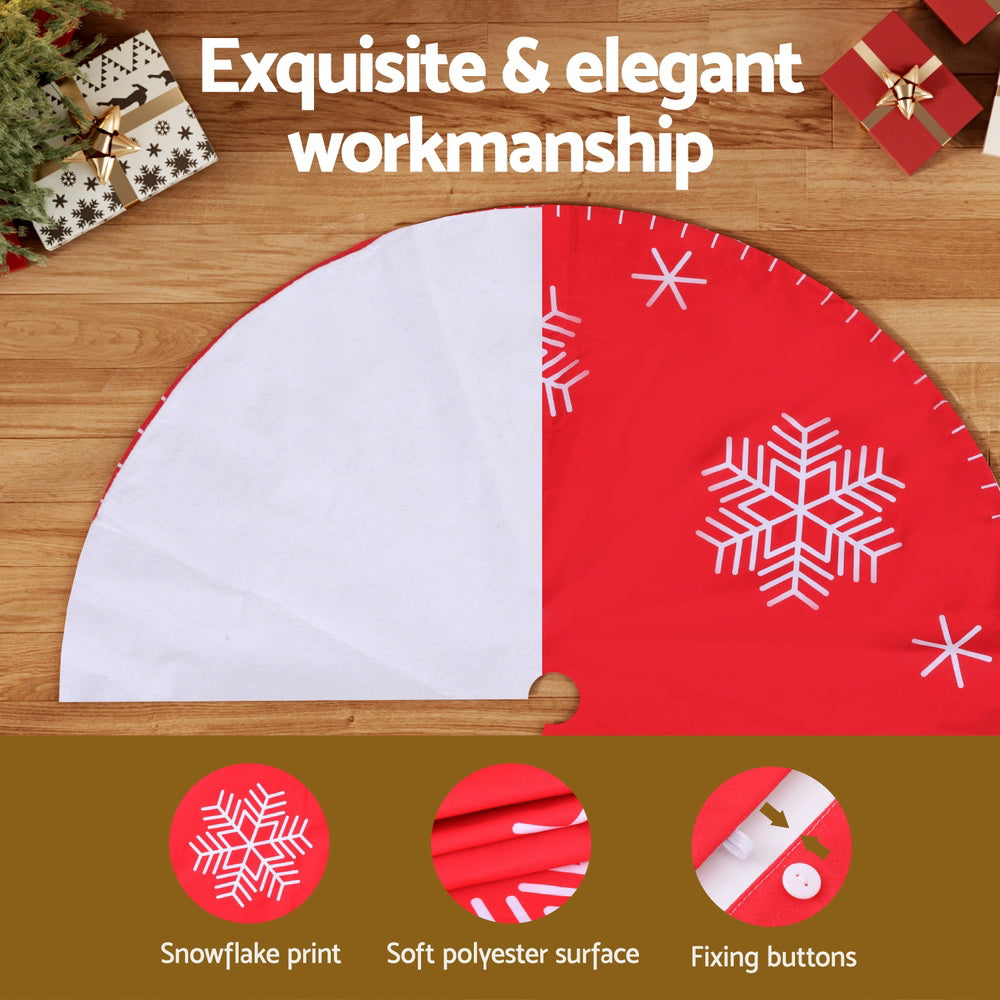 Jingle Jollys Christmas Tree Skirt 120cm Snowflake Ornaments Party Decorations-Occasions &gt; Christmas &gt; Christmas Decorations-PEROZ Accessories