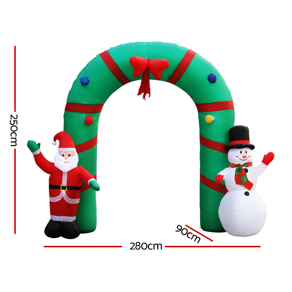 Jingle Jollys Christmas Inflatable Archwary 2.8M Illuminated Decorations-Christmas Inflatables-PEROZ Accessories