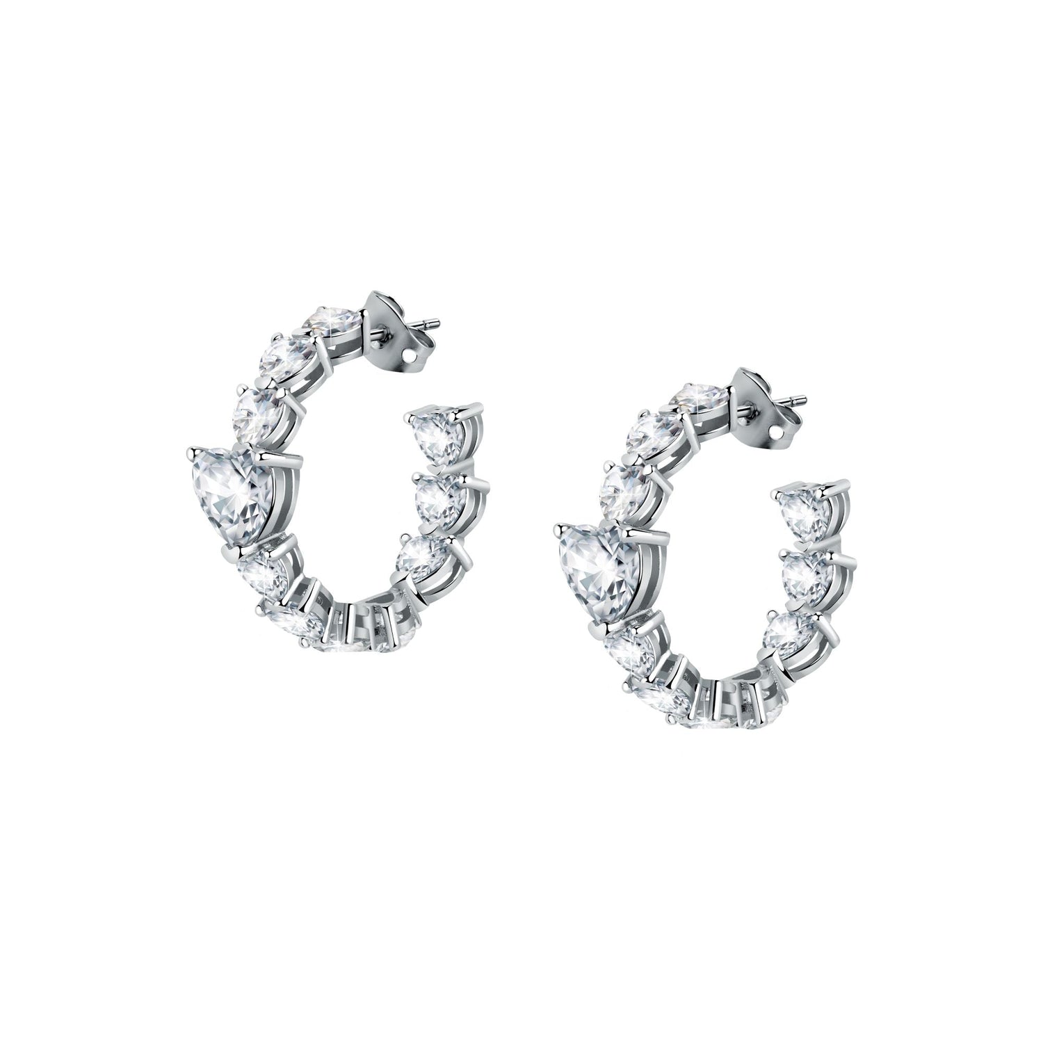 Chiara Ferragni Diamond Heart White Heart Hoop Earrings-Earrings-PEROZ Accessories