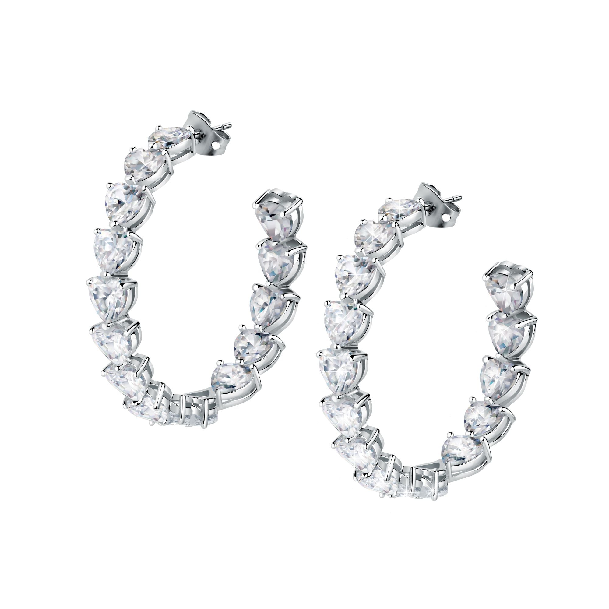 Chiara Ferragni Diamond Heart White Heart Big Hoop Earrings-Earrings-PEROZ Accessories