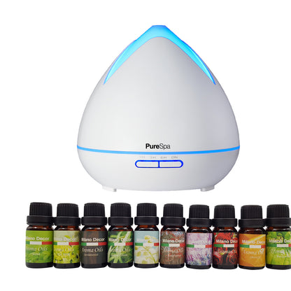 Purespa Diffuser Set With 10 Pack Diffuser Oils Humidifier Aromatherapy-Home Fragrances-PEROZ Accessories