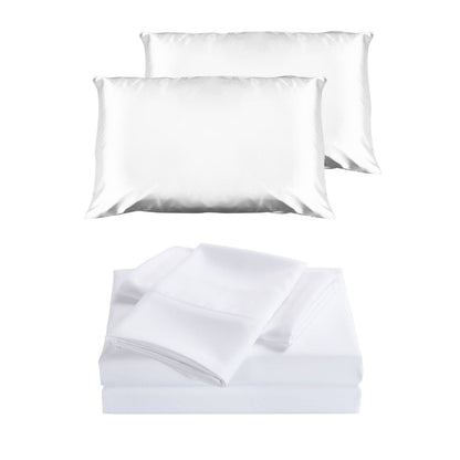 2000 Thread Count 4 Piece Sheet Set And Bonus Twin Pack Satin Pillowcases-Bed Linen-PEROZ Accessories