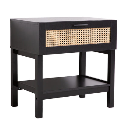 Casa Decor Tulum Rattan Bedside Table Drawers Table Nightstand Cabinet x 2-Living Room Furniture Sets-PEROZ Accessories