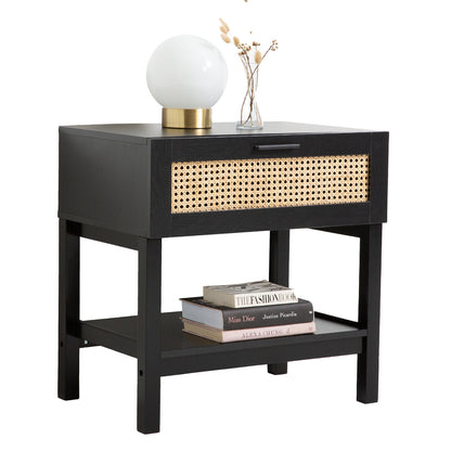 Casa Decor Tulum Rattan Bedside Table Drawers Table Nightstand Cabinet x 2-Living Room Furniture Sets-PEROZ Accessories