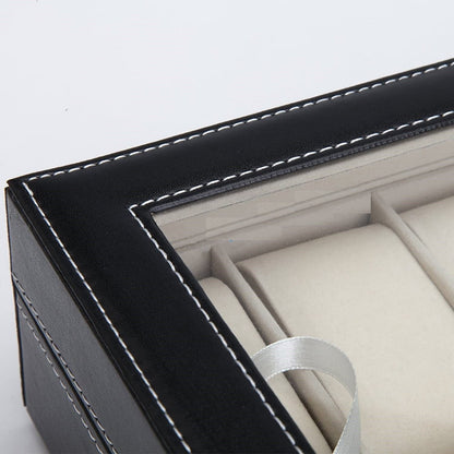 Black PU Leather Watch Organizer Display Storage Box Cases for Men &amp; Women (10 slots)-Watch Accessories-PEROZ Accessories