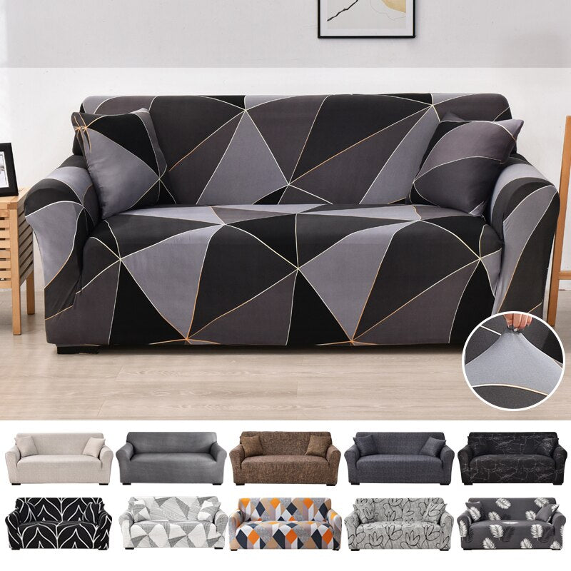 Anyhouz 1 Seater Sofa Cover Gray Pink Geometric Style and Protection For Living Room Sofa Chair Elastic Stretchable Slipcover-Slipcovers-PEROZ Accessories