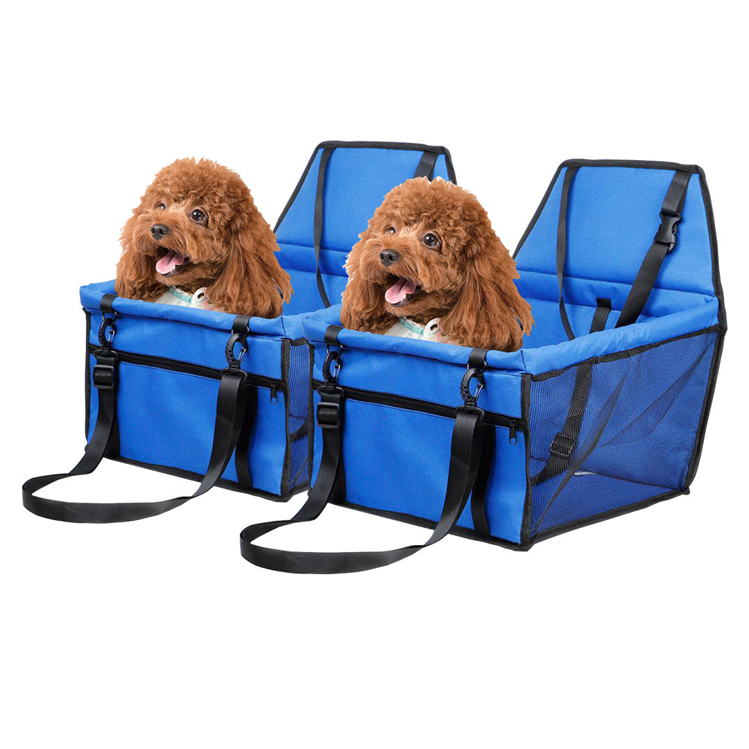 SOGA 2X Waterproof Pet Booster Car Seat Breathable Mesh Safety Travel Portable Dog Carrier Bag - Blue-PEROZ Accessories