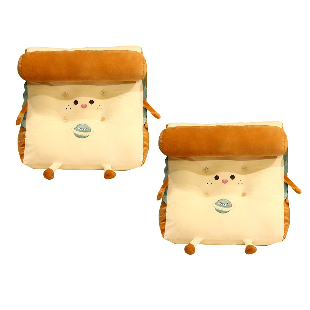 SOGA 2X Cute Face Toast Bread Wedge Cushion Stuffed Plush Cartoon Back Support Pillow Home Decor-PEROZ Accessories