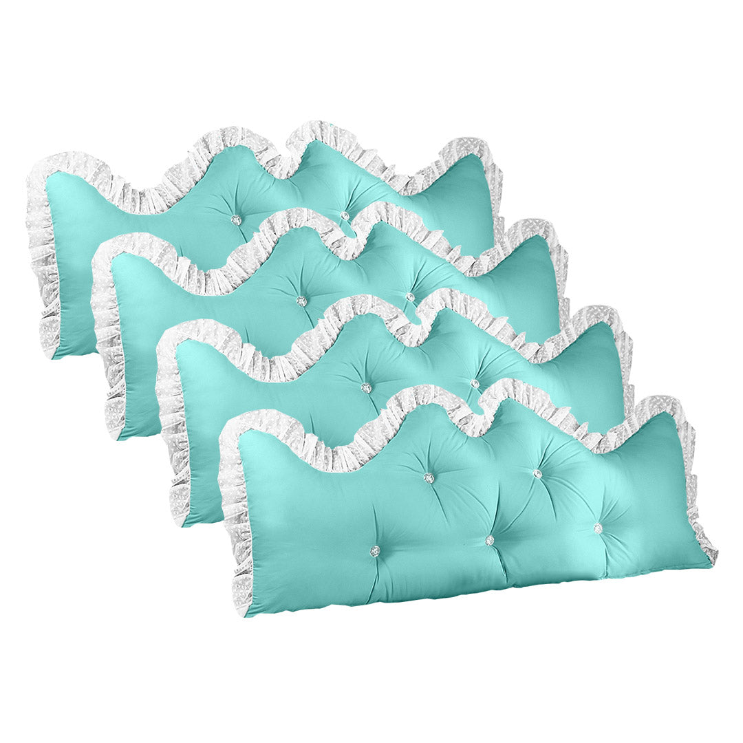 SOGA 4X 120cm Light Blue Princess Bed Pillow Headboard Backrest Bedside Tatami Sofa Cushion with Ruffle Lace Home Decor-Headboard Pillow-PEROZ Accessories