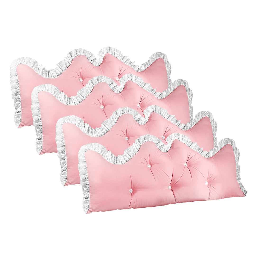 SOGA 4X 180cm Pink Princess Bed Pillow Headboard Backrest Bedside Tatami Sofa Cushion with Ruffle Lace Home Decor-Headboard Pillow-PEROZ Accessories