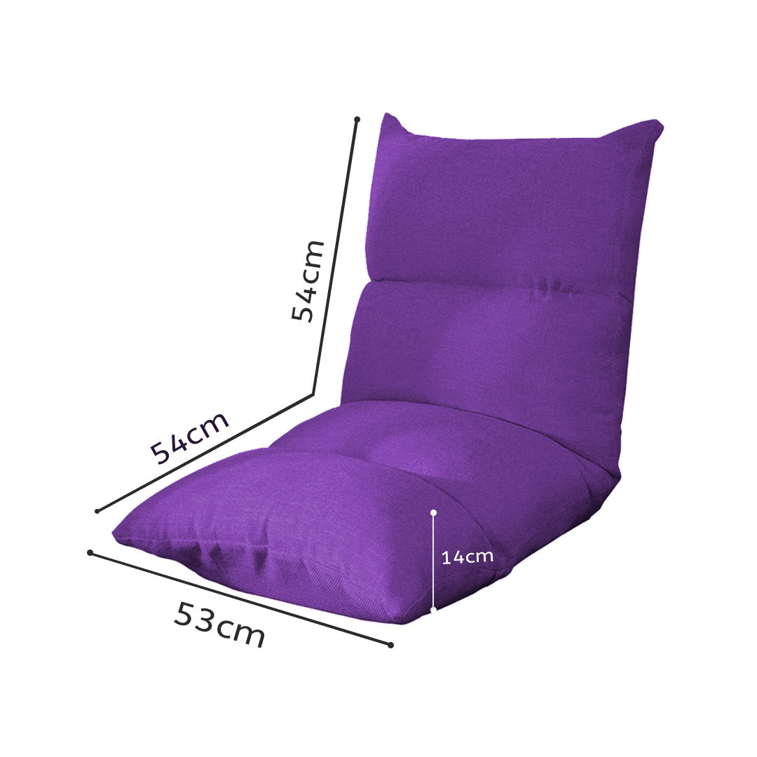 SOGA 2X Lounge Floor Recliner Adjustable Lazy Sofa Bed Folding Game Chair Purple-Recliner Chair-PEROZ Accessories