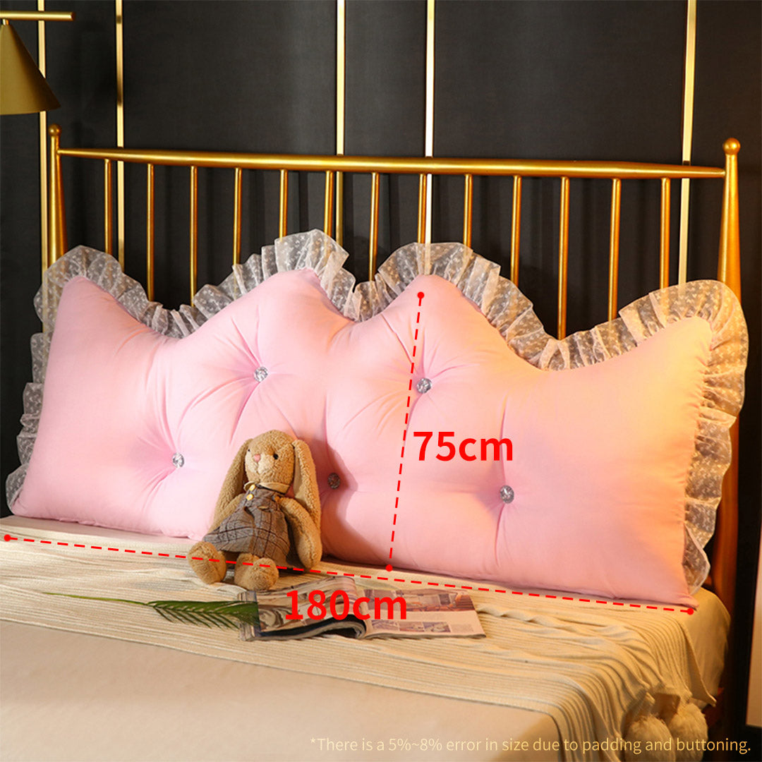 SOGA 2X 180cm Pink Princess Bed Pillow Headboard Backrest Bedside Tatami Sofa Cushion with Ruffle Lace Home Decor-Headboard Pillow-PEROZ Accessories