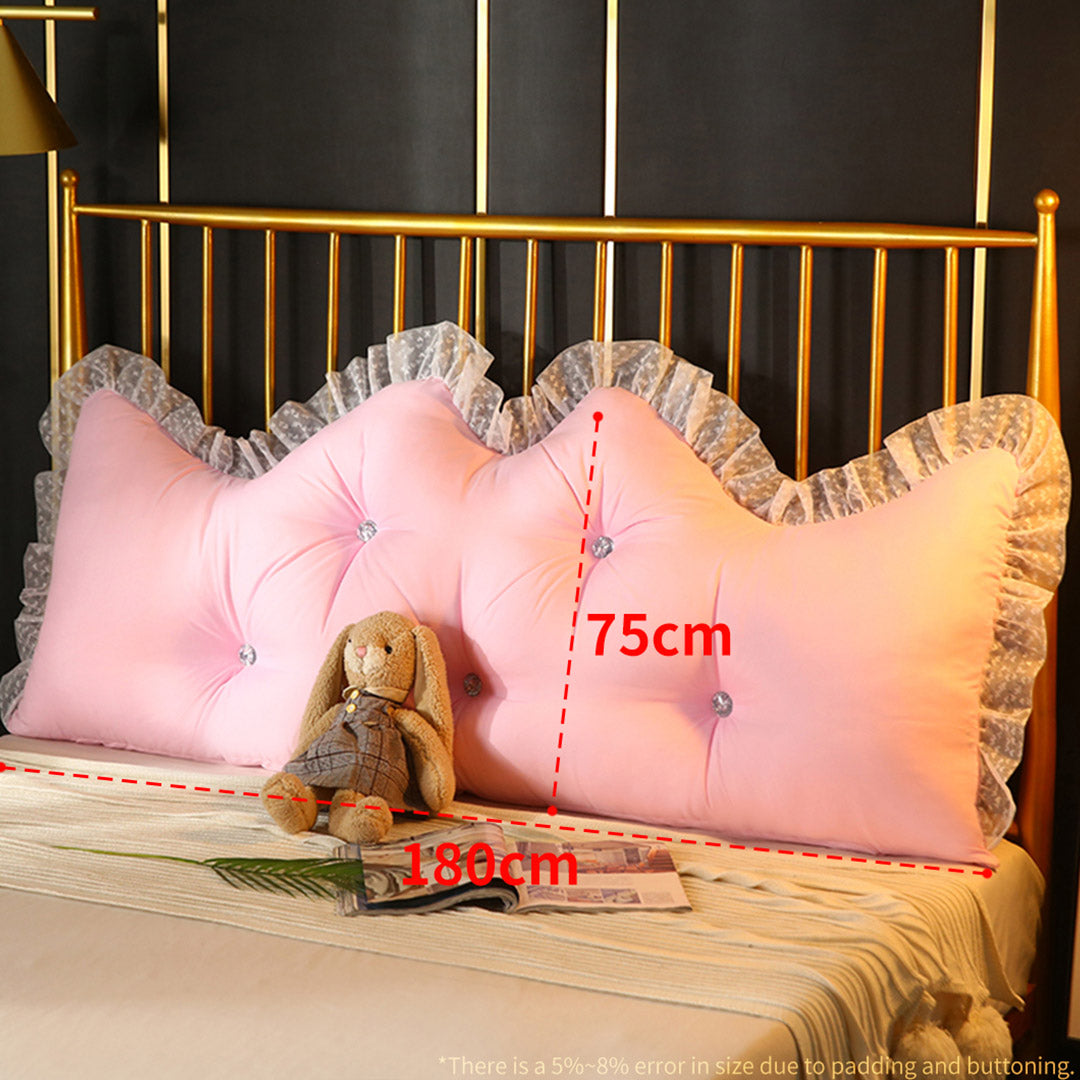 SOGA 4X 180cm Pink Princess Bed Pillow Headboard Backrest Bedside Tatami Sofa Cushion with Ruffle Lace Home Decor-Headboard Pillow-PEROZ Accessories